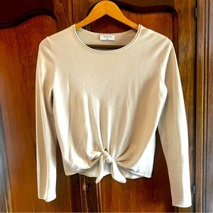 ARITZIA BABATON Merino Wool Cream Sweater Tie Front Small